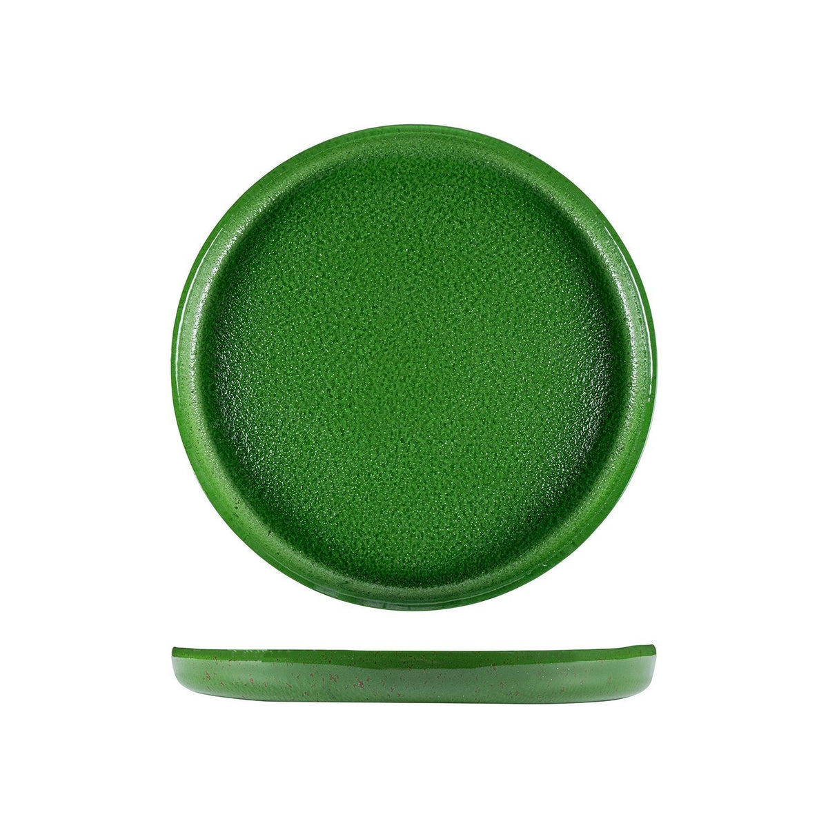 Turgla Fusion Glass dia.13.5" h:1" Round Basil Glass Platter SKU: 04-385-34BSL