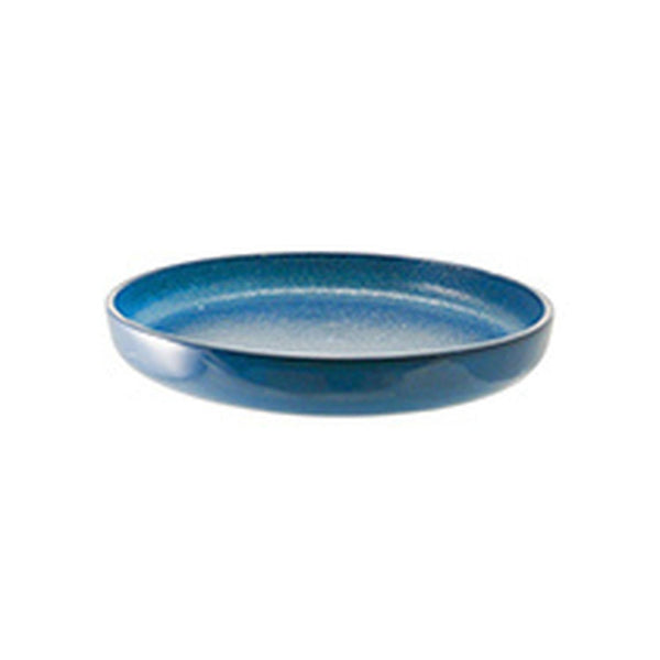 Turgla Fusion Glass dia.13.5" h:1" Round Blue Glass Platter SKU: 04-385-34ING