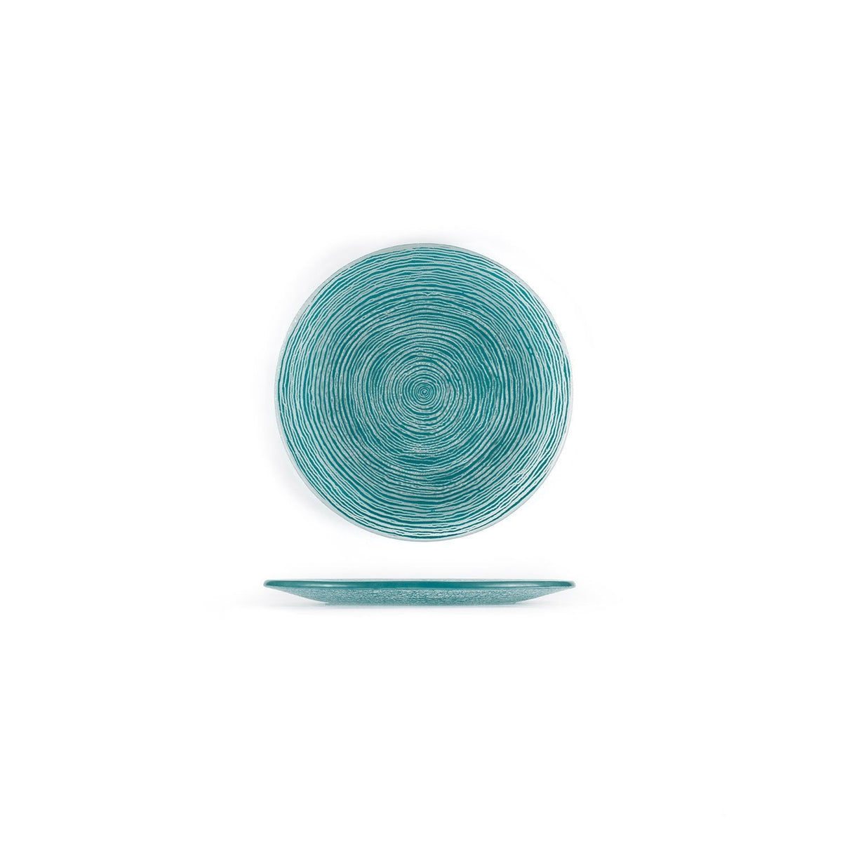 Turgla Fusion Glass dia.7.75" Round Blue Glass Plate SKU: 04-396-20TRQ