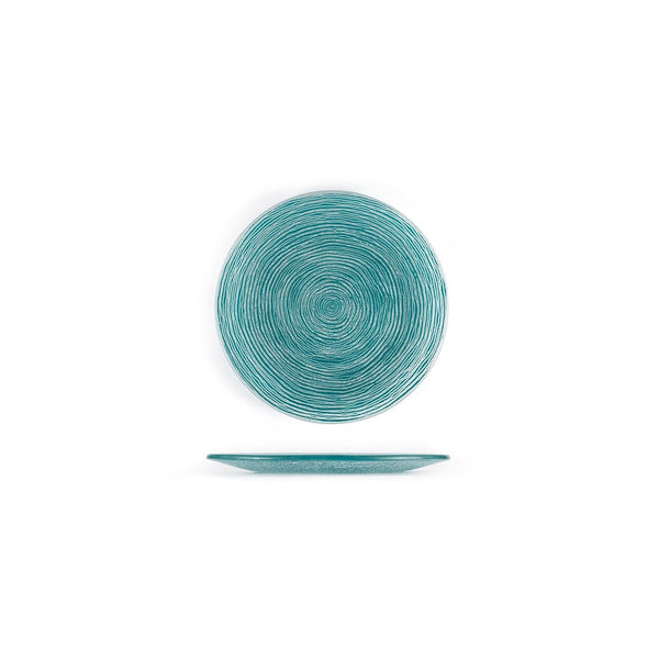 Turgla Fusion Glass dia.7.75" Round Blue Glass Plate SKU: 04-396-20TRQ
