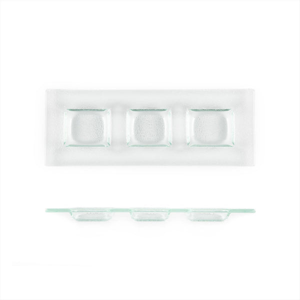 Turgla Fusion Glass 12.25" x 4" Rectangular Clear Glass Sectional Plat SKU: 06-016-31CLR