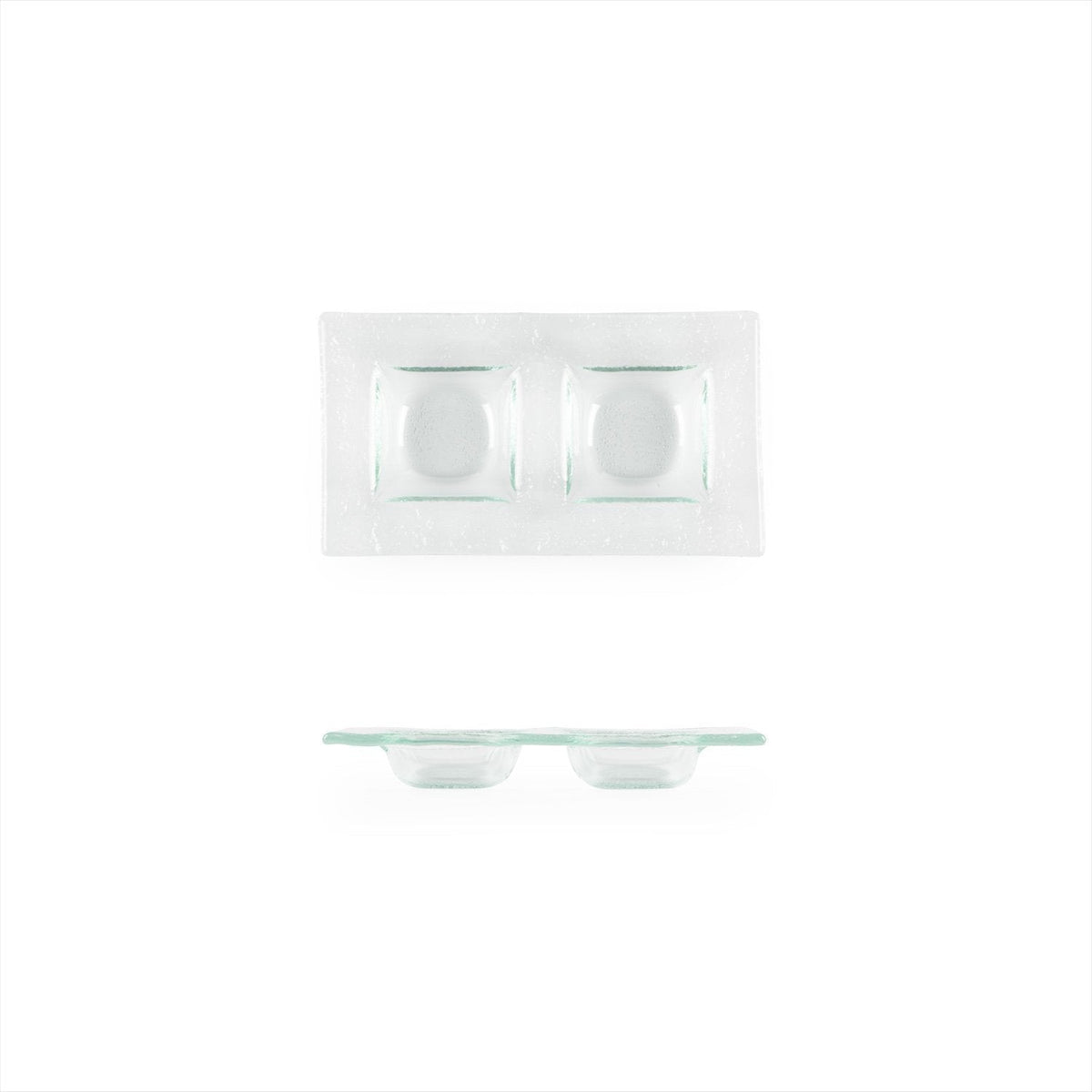 Turgla Fusion Glass 7" x 4" Rectangular Clear Glass Sectional Plate SKU: 06-020-18CLR