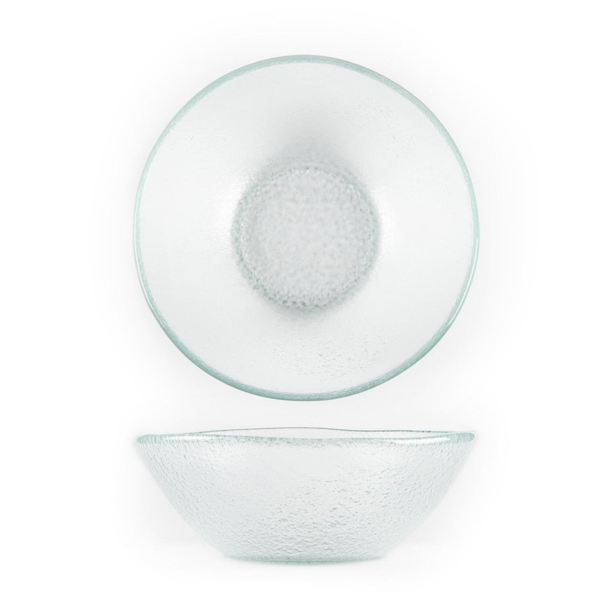Turgla Fusion Glass dia.7" h:2" 16 oz. Round Clear Glass Bowl SKU: 10-027-19CLR