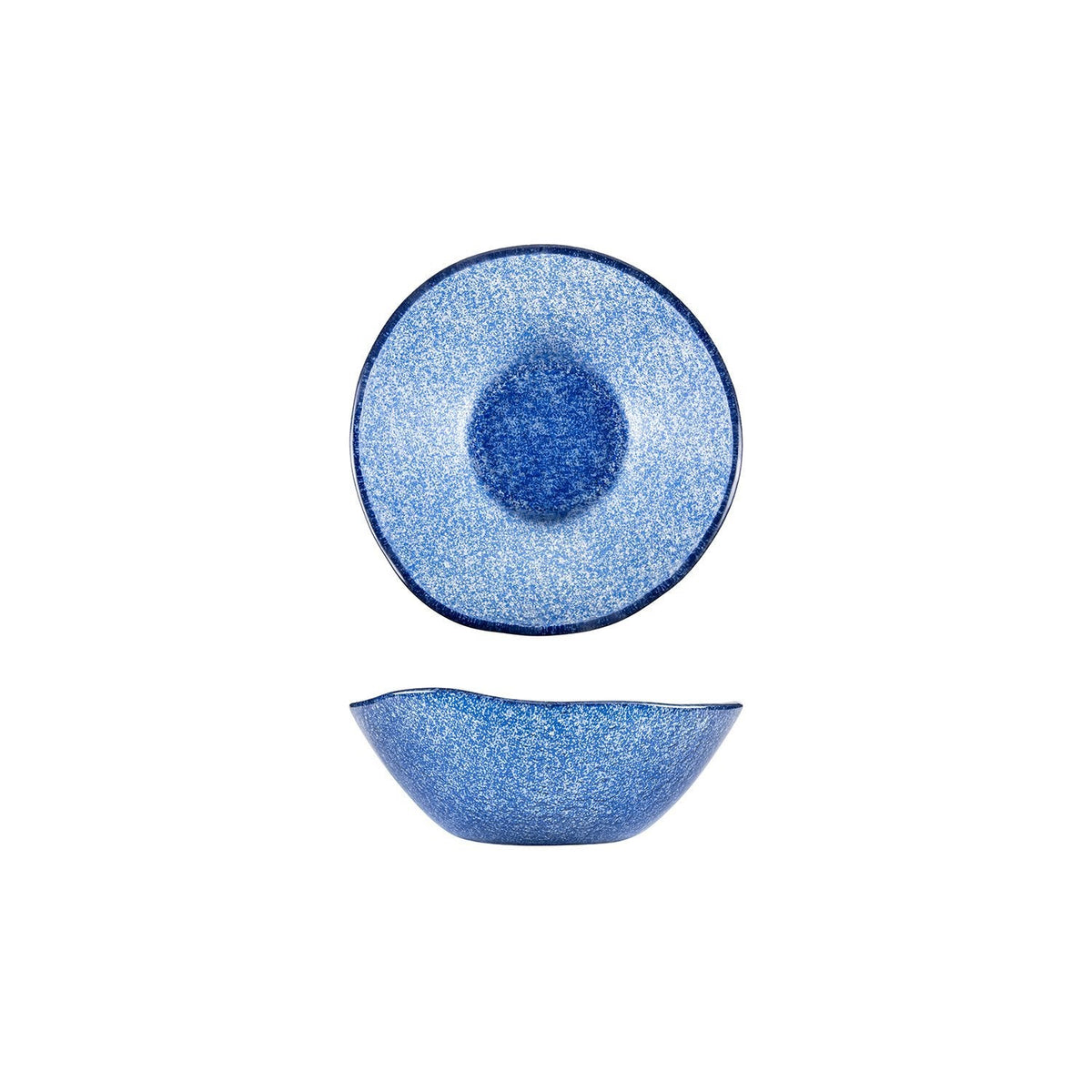Turgla Fusion Glass dia.7.5" h:2.75" 20 oz. Round Blue Glass Bowl SKU: 10-027-20CBL