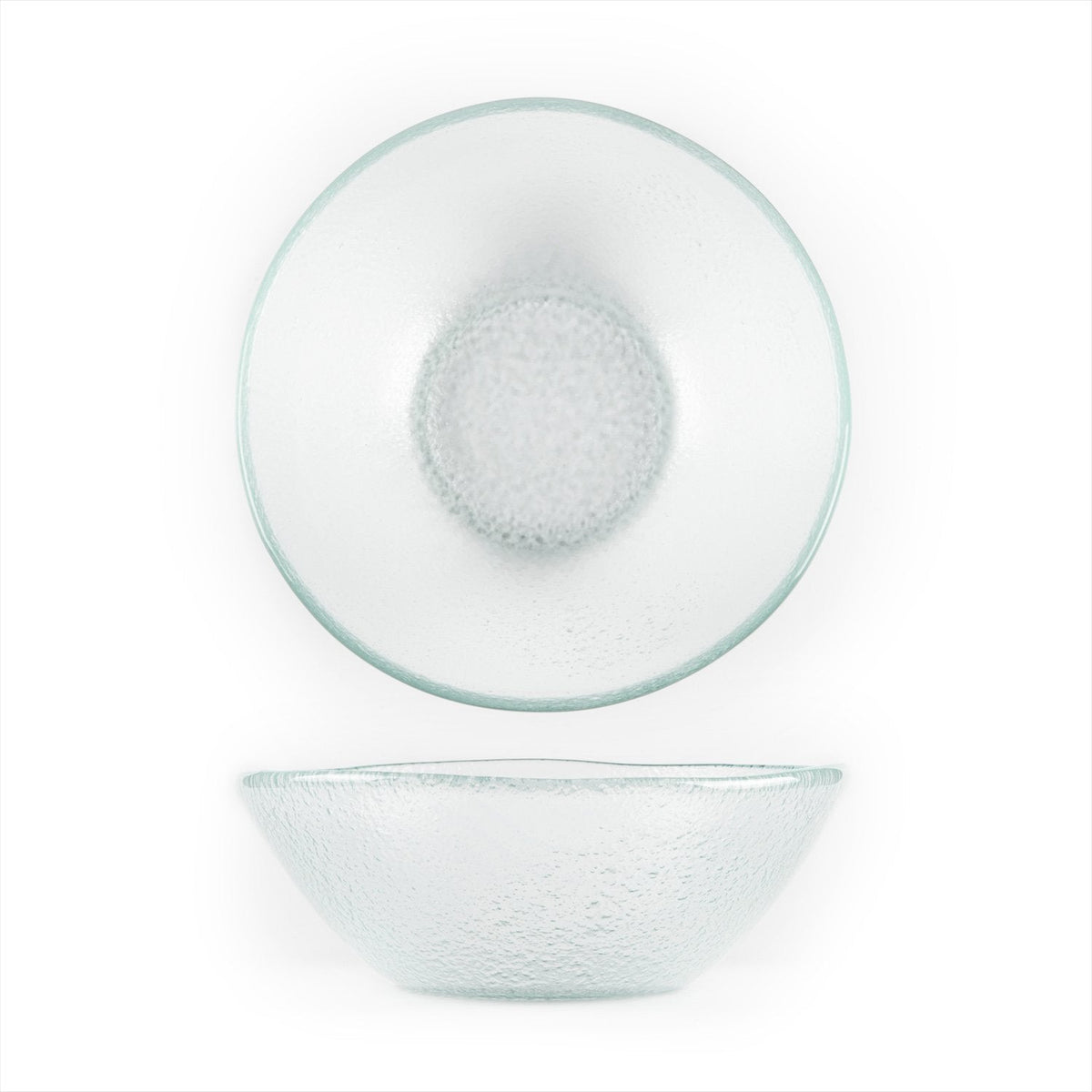 Turgla Fusion Glass dia.7.5" h:2.75" 20 oz. Round Clear Glass Bowl SKU: 10-027-20CLR