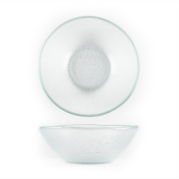 Turgla Fusion Glass dia.7.5" h:2.75" 20 oz. Round Clear Glass Bowl SKU: 10-027-20CLR