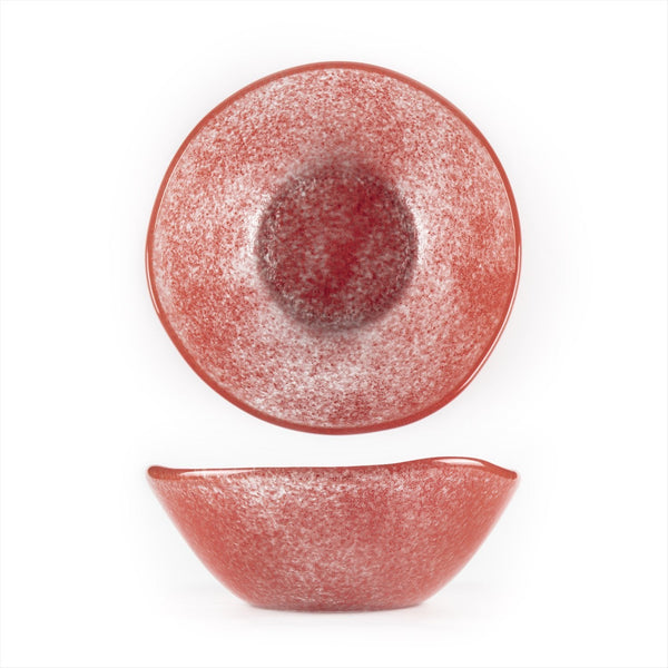 Turgla Fusion Glass dia.7.5" h:2.75" 20 oz. Round Red Glass Bowl SKU: 10-027-20RED