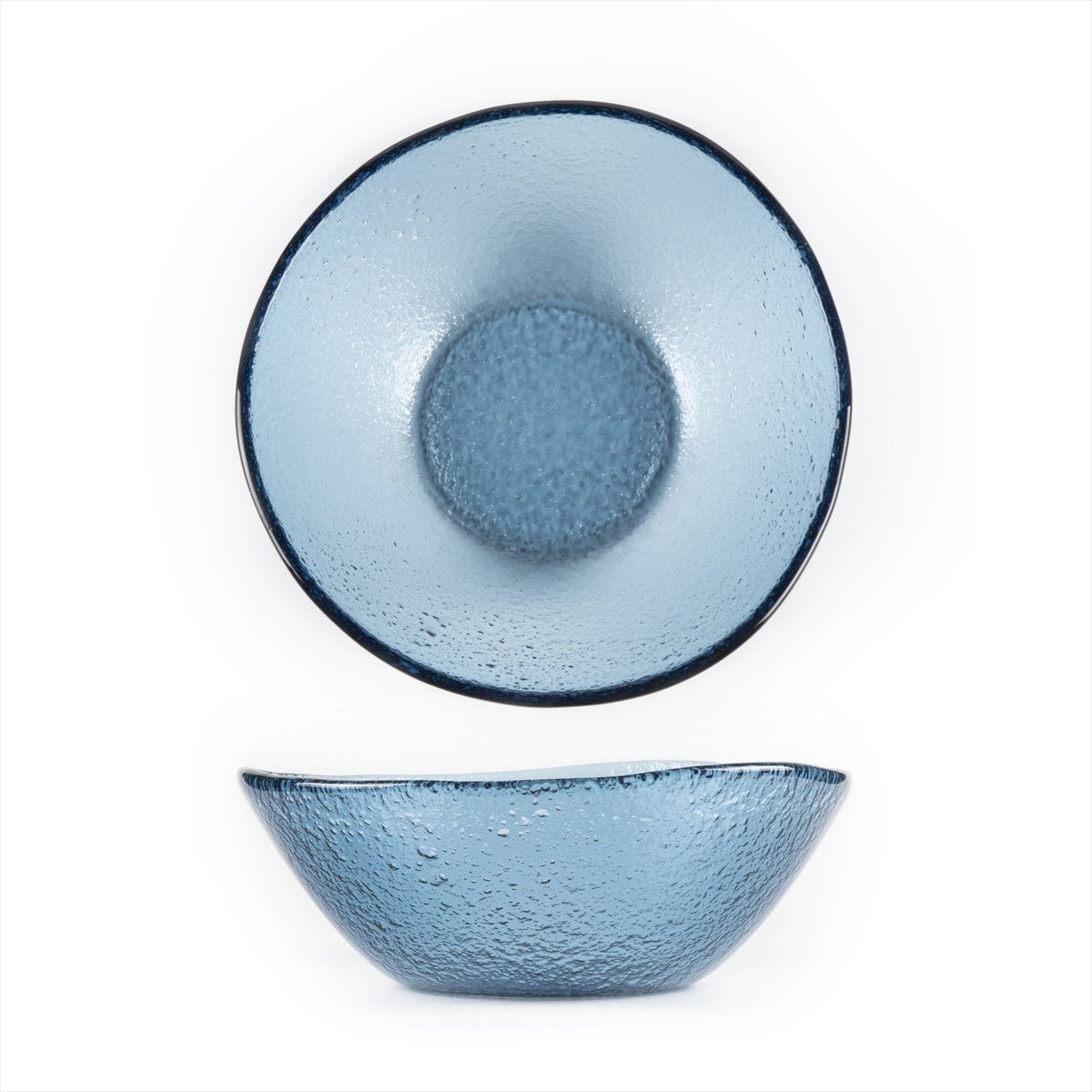 Turgla Fusion Glass dia.7.5" h:2.75" 20 oz. Round Transparent Blue Gla SKU: 10-027-20TBLU