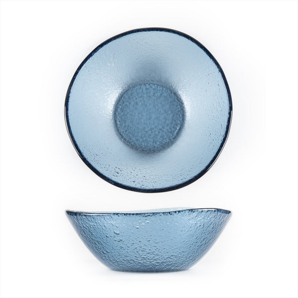 Turgla Fusion Glass dia.7.5" h:2.75" 20 oz. Round Transparent Blue Gla SKU: 10-027-20TBLU