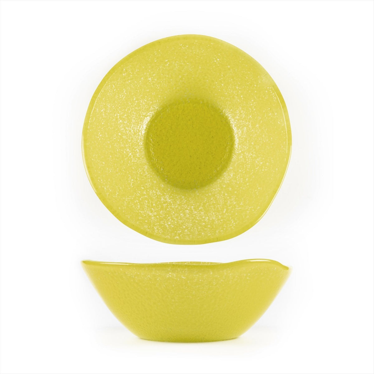 Turgla Fusion Glass dia.7.5" h:2.75" 20 oz. Round Yellow Glass Bowl SKU: 10-027-20YLW