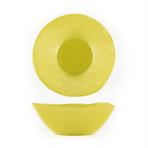Turgla Fusion Glass dia.7.5" h:2.75" 20 oz. Round Yellow Glass Bowl SKU: 10-027-20YLW