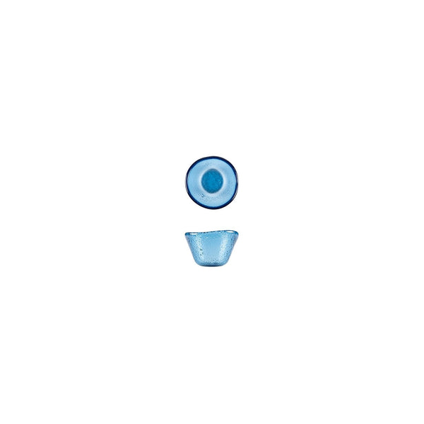 Turgla Fusion Glass dia.3.25" h:2" 4 oz. Round Transparent Blue Glass SKU: 10-029-09TBLU