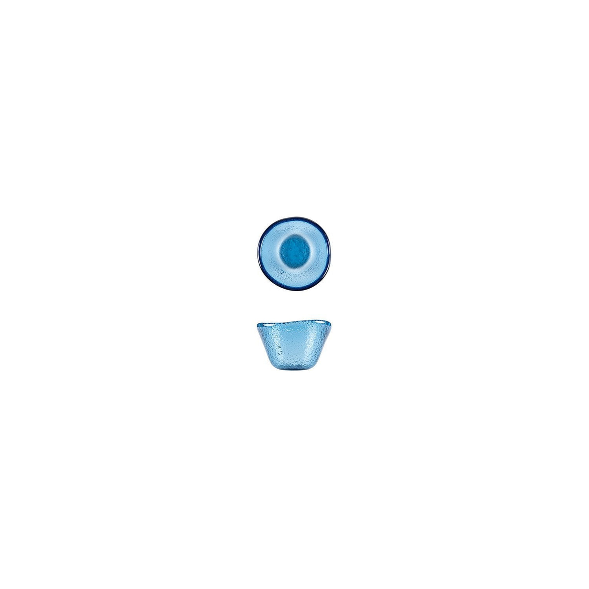 Turgla Fusion Glass dia.3.25" h:2" 4 oz. Round Transparent Blue Glass SKU: 10-029-09TBLU