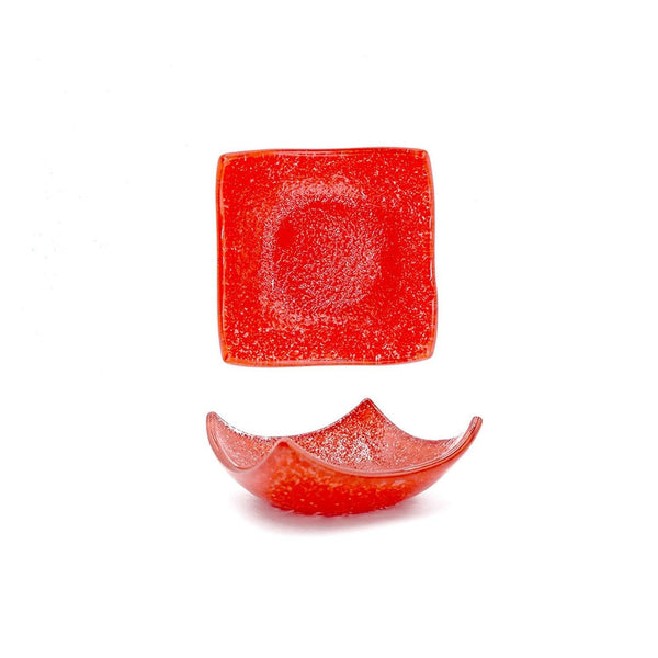 Turgla Fusion Glass 3.5" x 3.5" x h:1.25" 3 oz. Square Red Glass Ramek SKU: 10-031-09RED