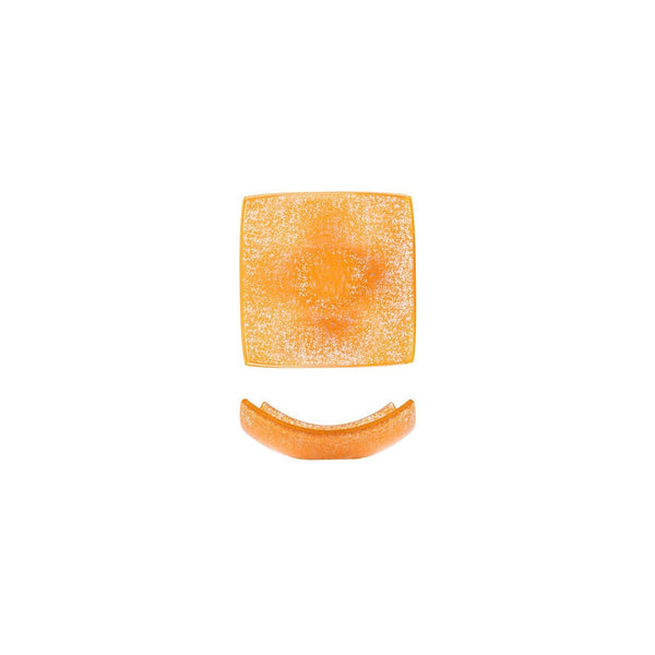 Turgla Fusion Glass 5.75" x 5.75" x h:2" 7 oz. Square Orange Glass Bow SKU: 10-031-15ORG
