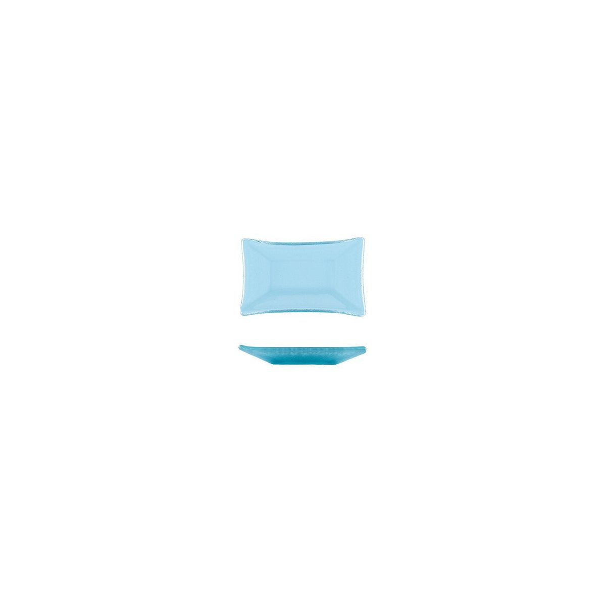 Turgla Fusion Glass 4.25" x 2.5" x h:0.5" 1 oz. Rectangular Blue Glass SKU: 10-034-11BBL