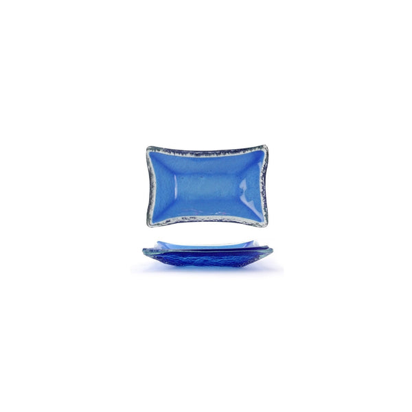 Turgla Fusion Glass 4.25" x 2.5" x h:0.5" 1 oz. Rectangular Blue Glass SKU: 10-034-11CBL