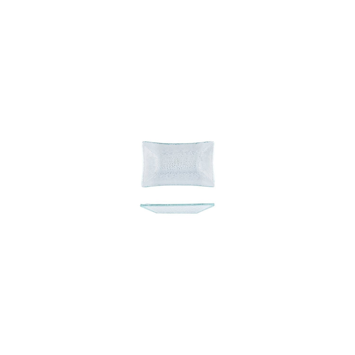 Turgla Fusion Glass 4.25" x 2.5" x h:0.5" 1 oz. Rectangular Clear Glas SKU: 10-034-11CLR