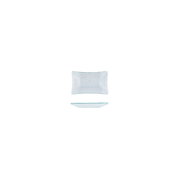 Turgla Fusion Glass 4.25" x 2.5" x h:0.5" 1 oz. Rectangular Clear Glas SKU: 10-034-11CLR