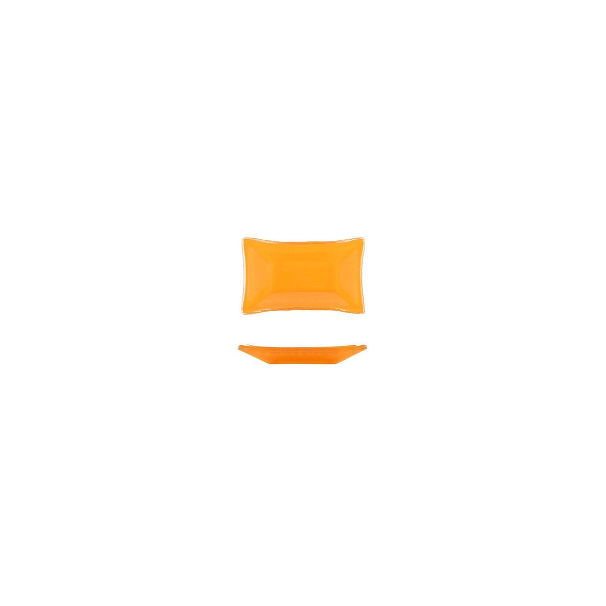 Turgla Fusion Glass 4.25" x 2.5" x h:0.5" 1 oz. Rectangular Orange Gla SKU: 10-034-11ORG