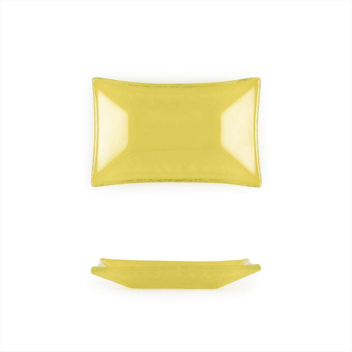 Turgla Fusion Glass 4.25" x 2.5" x h:0.5" 1 oz. Rectangular Yellow Gla SKU: 10-034-11YLW