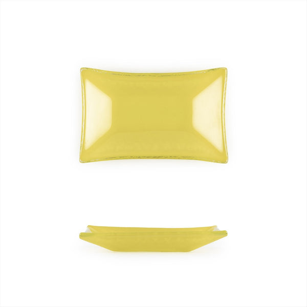 Turgla Fusion Glass 4.25" x 2.5" x h:0.5" 1 oz. Rectangular Yellow Gla SKU: 10-034-11YLW