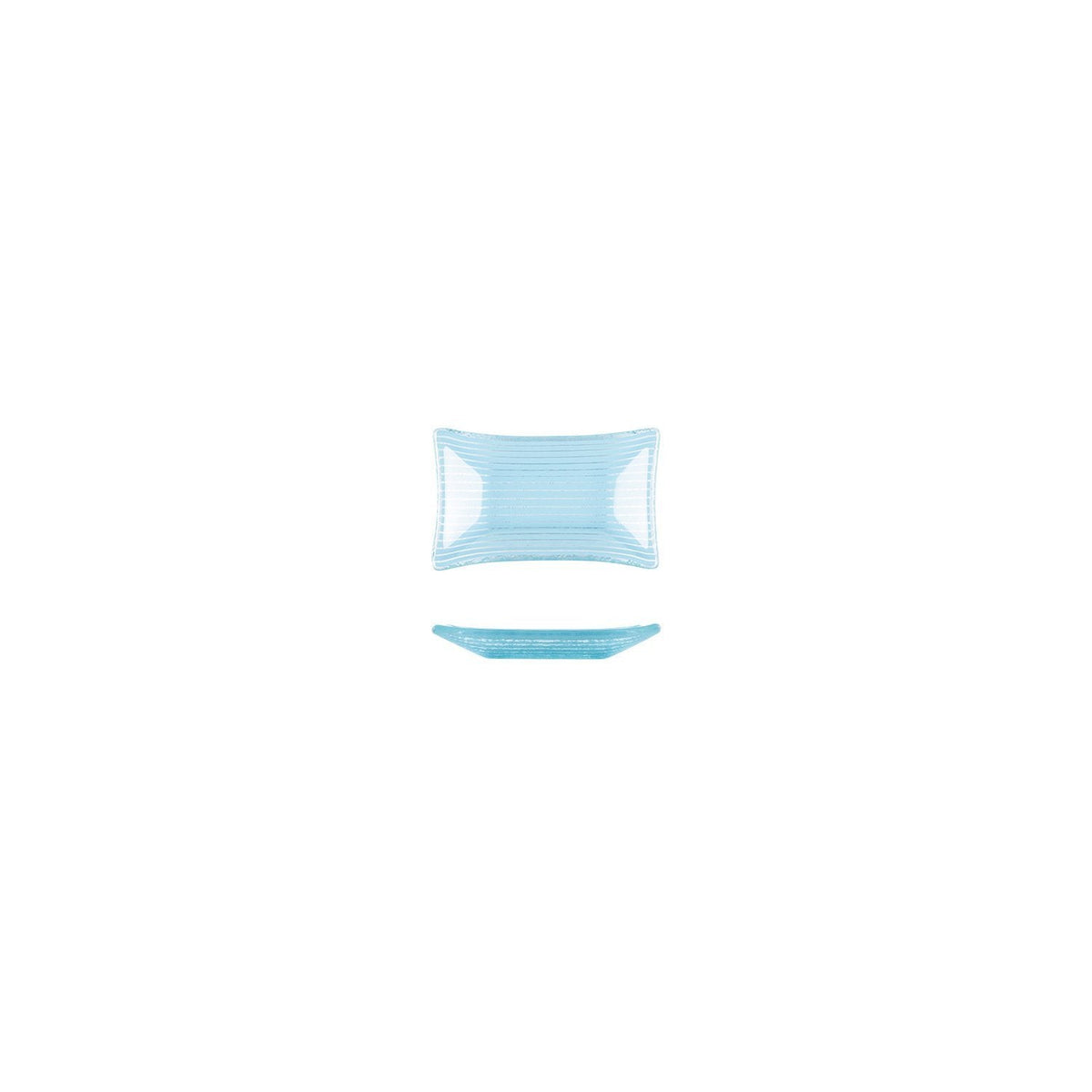 Turgla Fusion Glass 4.25" x 2.5" x h:0.5" 1 oz. Rectangular Blue Glass SKU: 10-036-11BBL