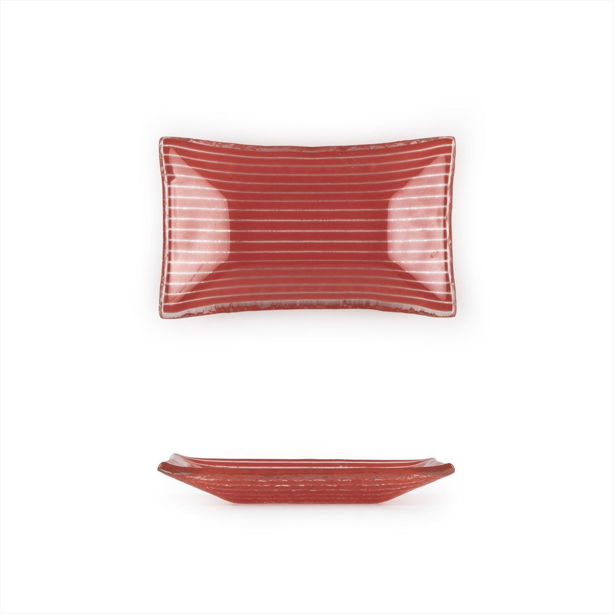 Turgla Fusion Glass 4.25" x 2.5" x h:0.5" 1 oz. Rectangular Red Glass SKU: 10-036-11RED