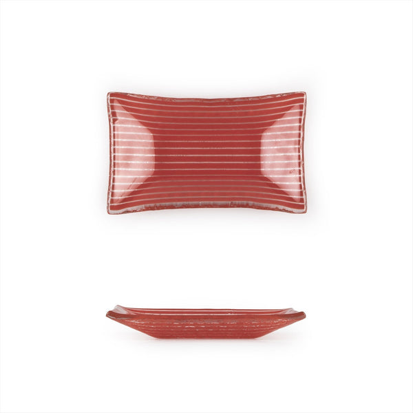 Turgla Fusion Glass 4.25" x 2.5" x h:0.5" 1 oz. Rectangular Red Glass SKU: 10-036-11RED