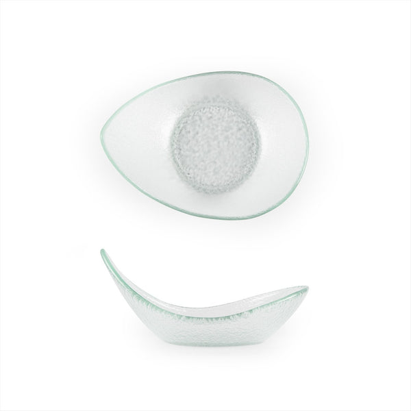 Turgla Fusion Glass 7.5" x 5.75" x h:3.25" 10 oz. Oval Clear Glass Bow SKU: 10-038-20CLR