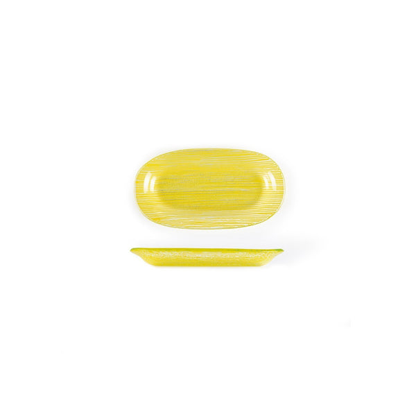 Turgla Fusion Glass 7.75" x 4.25" x h:0.5" Oval Yellow Glass Platter SKU: 10-210-20YLW