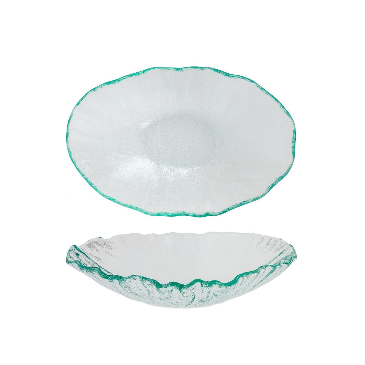 Turgla Fusion Glass 17.75" x 10" x h:3" 64 oz. Oval Clear Glass Deep P SKU: 10-232-45CLR