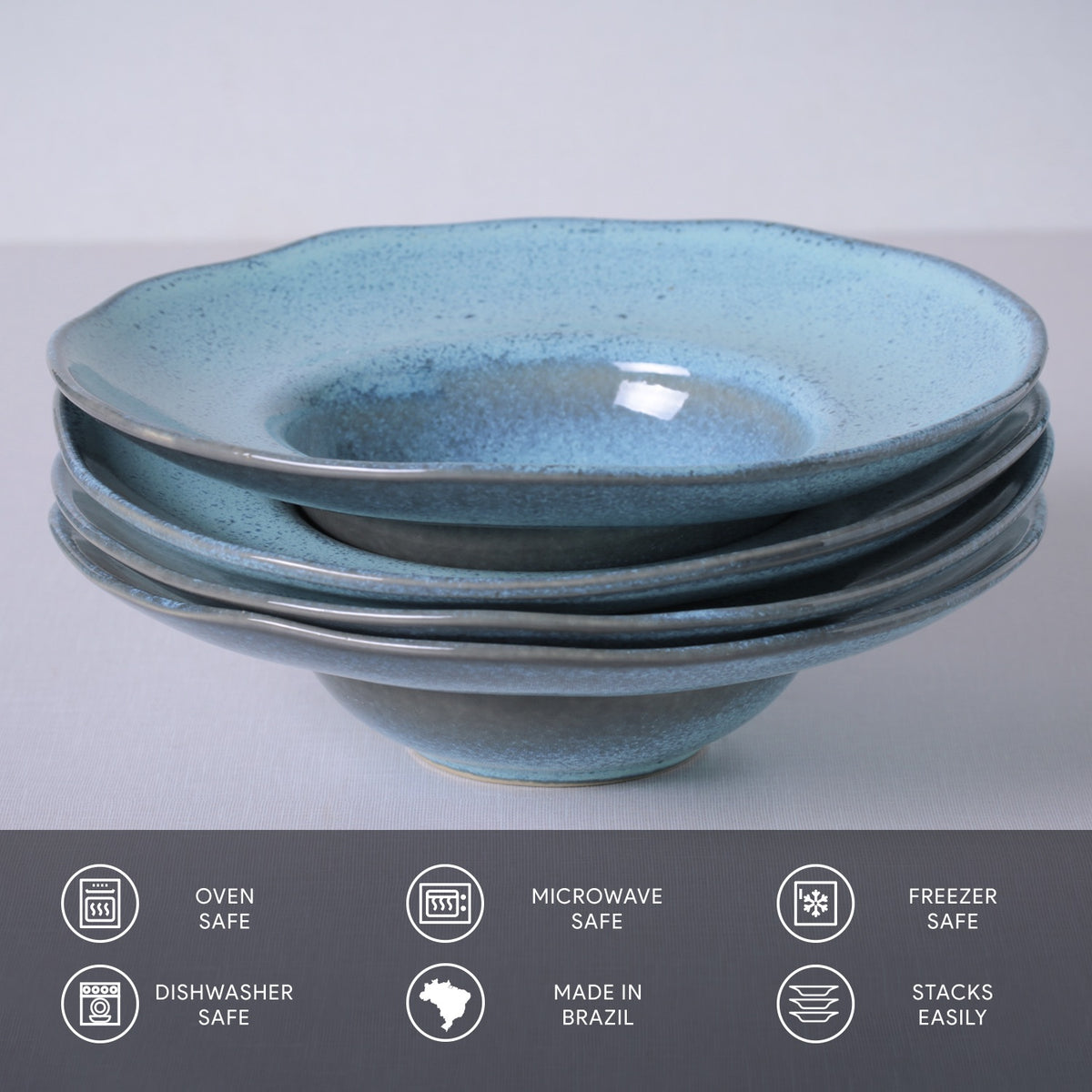 Porto Brasil BREEZE DEEP RIM PLATE  STONEWARE dia. 11.02x2.56"  SKU: '12014109001