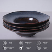 Porto Brasil TITANIUM DEEP RIM PLATE  STONEWARE dia. 11.02x2.56"  SKU: '12014109401