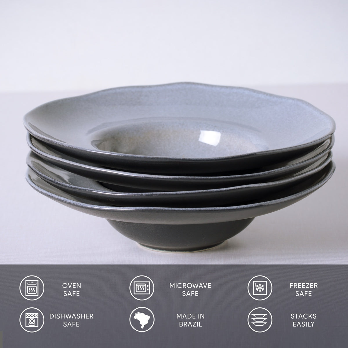 Porto Brasil DUST DEEP RIM PLATE  STONEWARE dia. 11.02x2.56"  SKU: '12014115801
