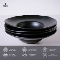 Porto Brasil MATTE BLACK DEEP RIM PLATE  STONEWARE dia. 11.02x2.56"  SKU: '1201473901