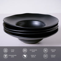 Porto Brasil MATTE BLACK DEEP RIM PLATE  STONEWARE dia. 11.02x2.56"  SKU: '1201473901