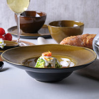 Porto Brasil AMBER DEEP RIM PLATE  STONEWARE dia. 11.02x2.56"  SKU: '1201477101