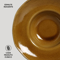 Porto Brasil AMBER DEEP RIM PLATE  STONEWARE dia. 11.02x2.56"  SKU: '1201477101