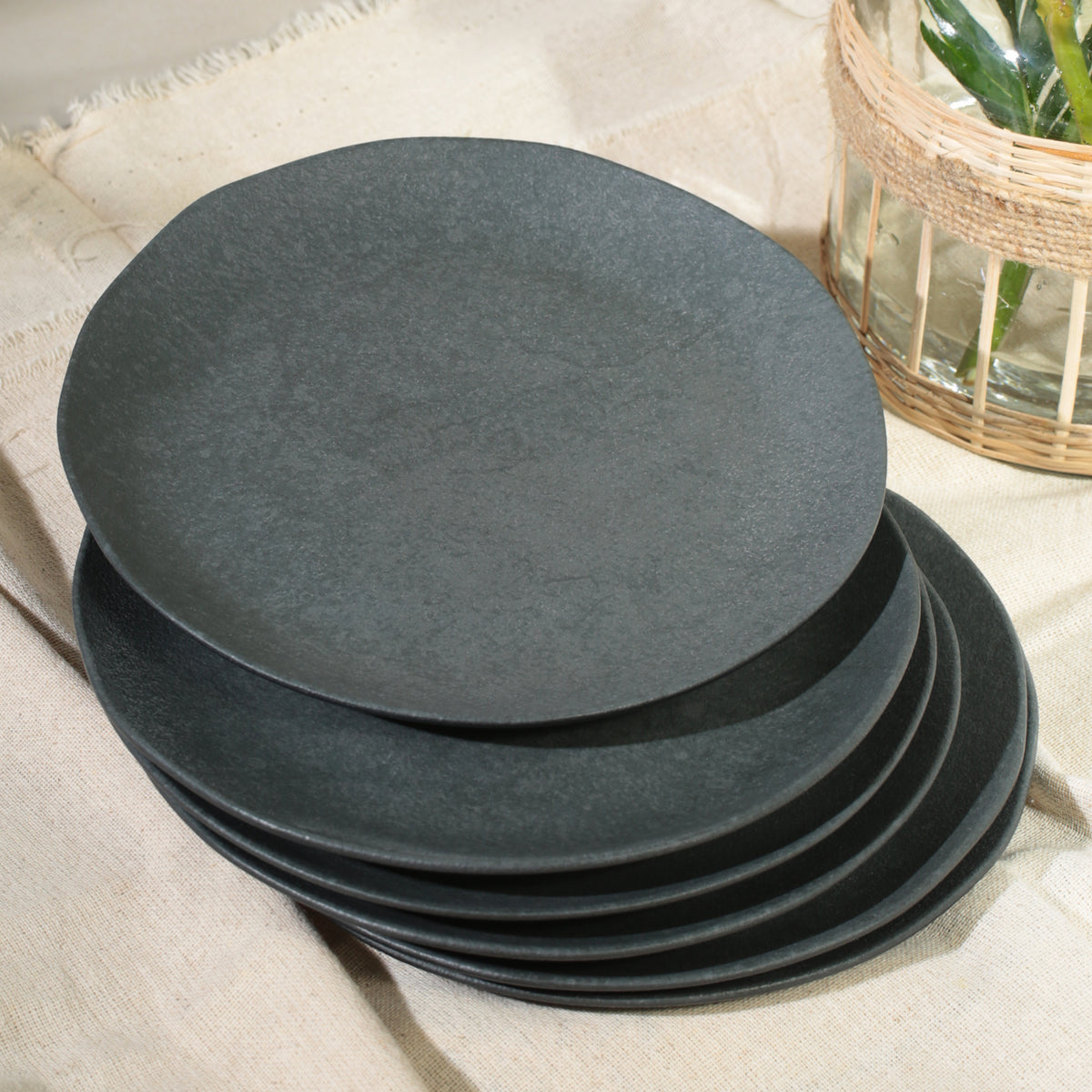 Porto Brasil CHROMIUM DINNER PLATE ORGANIC STONEWARE dia. 10.43"  SKU: '121474601