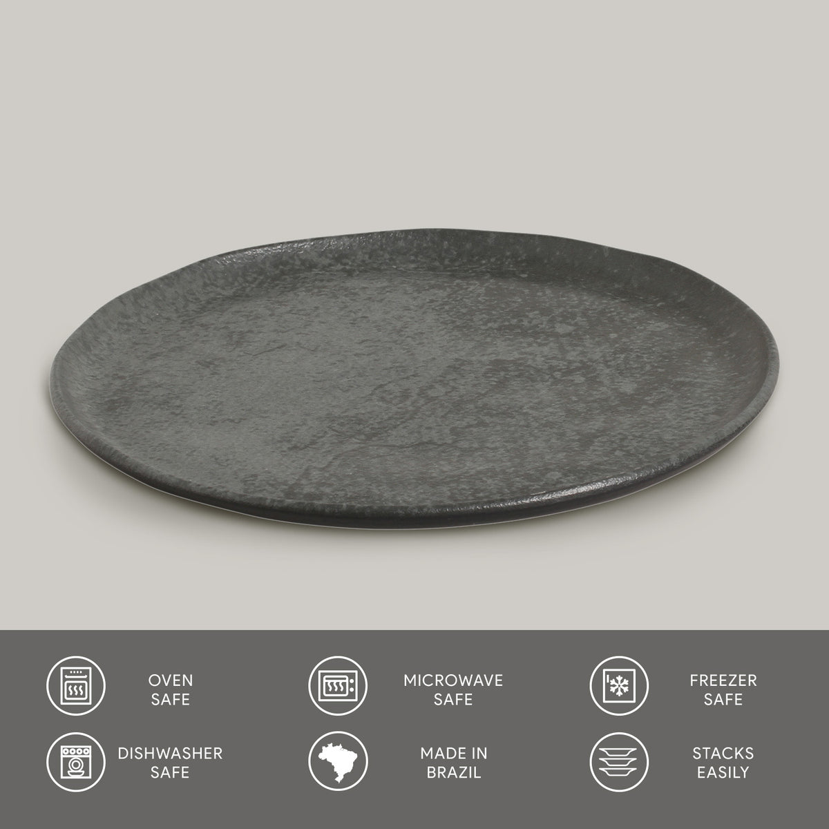 Porto Brasil CHROMIUM DINNER PLATE BIO STONEWARE dia. 10.83"  SKU: '1231115901