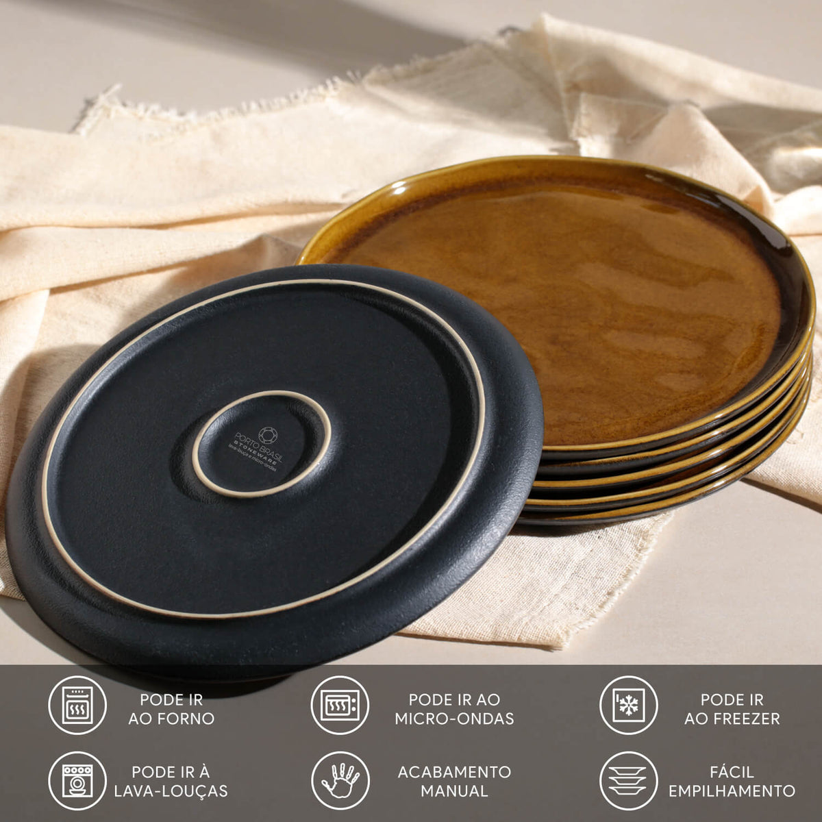 Porto Brasil AMBER DINNER PLATE BIO STONEWARE dia. 10.83"  SKU: '123177101