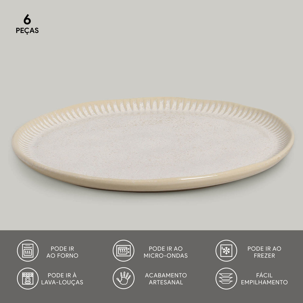 Porto Brasil LATTE LINHAS DINNER PLATE STONEWARE dia. 10.83"  SKU: '1261108501