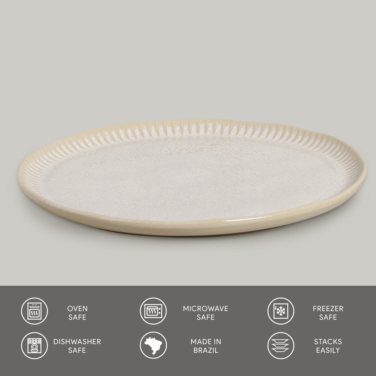 Porto Brasil LATTE LINHAS DINNER PLATE STONEWARE dia. 10.83"  SKU: '1261108501