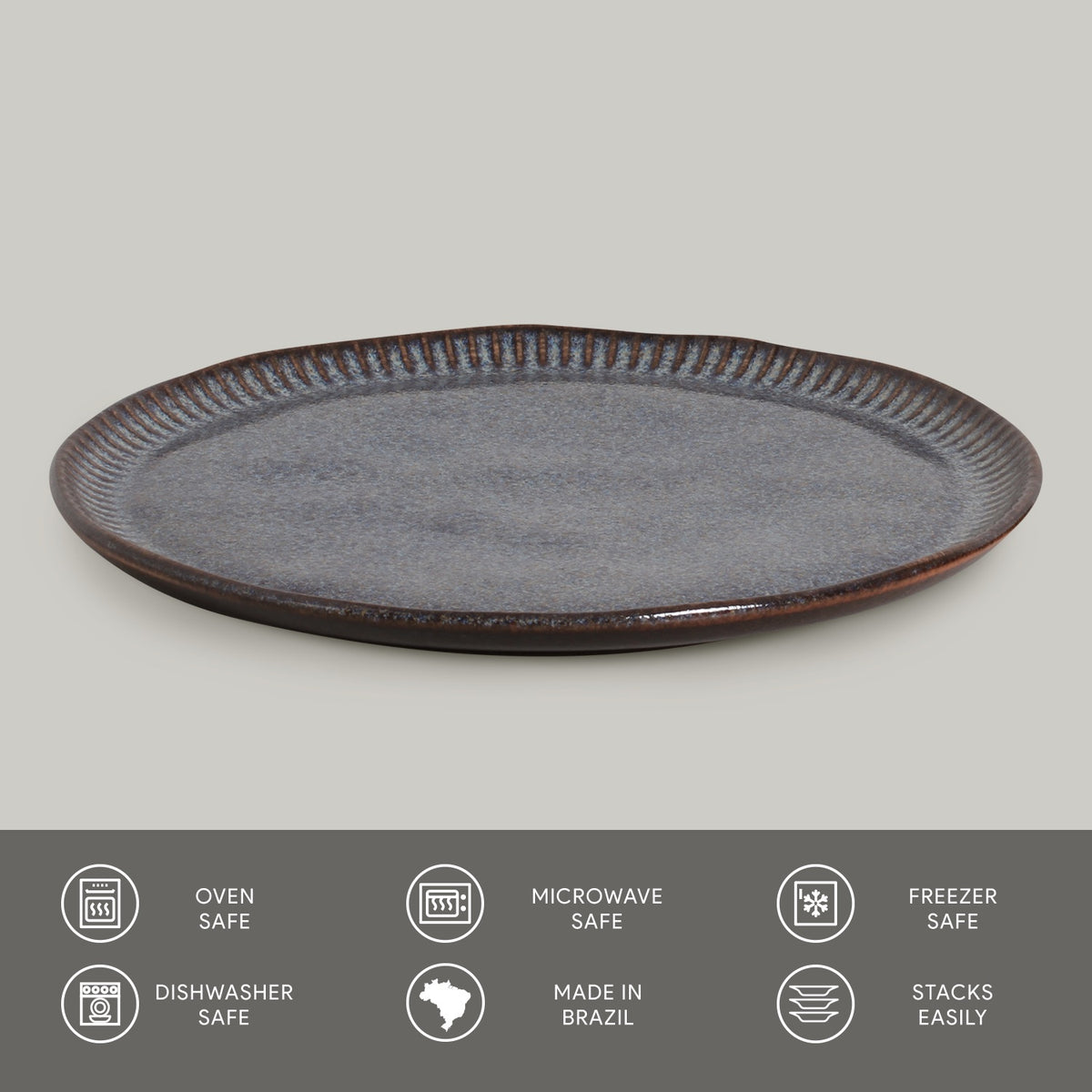 Porto Brasil TITANIUM LINHAS DINNER PLATE STONEWARE dia. 10.83"  SKU: '1261109401