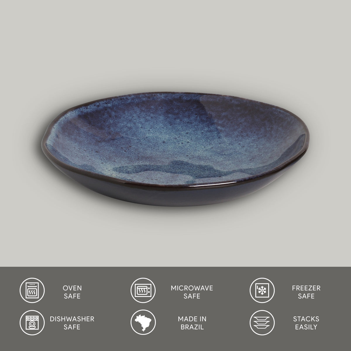 Porto Brasil DENIM SOUP PLATE ORGANIC STONEWARE dia. 8.35"  SKU: '1314113001