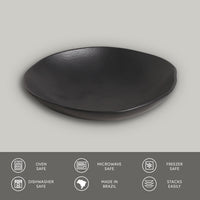 Porto Brasil MATTE BLACK SOUP PLATE ORGANIC STONEWARE dia. 8.35"  SKU: '131473901