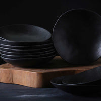 Porto Brasil MATTE BLACK SOUP PLATE ORGANIC STONEWARE dia. 8.35"  SKU: '131473901
