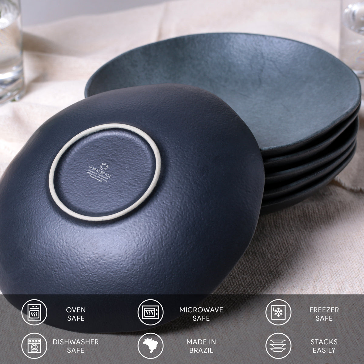 Porto Brasil CHROMIUM SOUP PLATE ORGANIC STONEWARE dia. 8.35"  SKU: '131474601