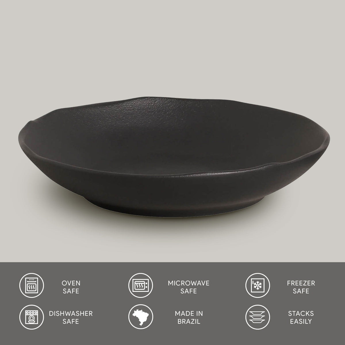 Porto Brasil MATTE BLACK SOUP PLATE BIO STONEWARE dia. 9.84"  SKU: '133173902